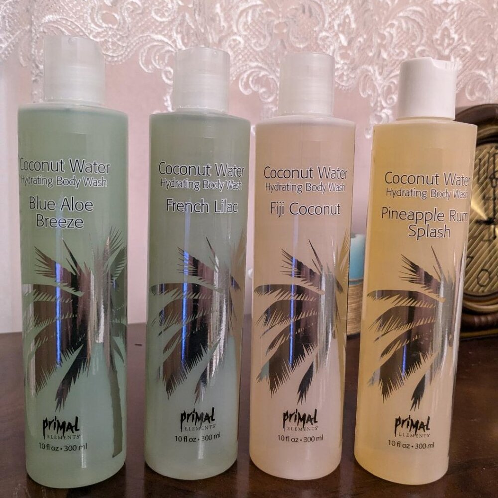NEW Primal Elements Coconut water hydrating body wash Pineapple Rum,  Fiji Lilac